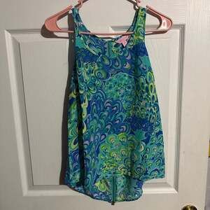 Lilly Pulitzer 100% Silk Tank Top, Multicolored Zip Back Shell, Size XS - NWOT